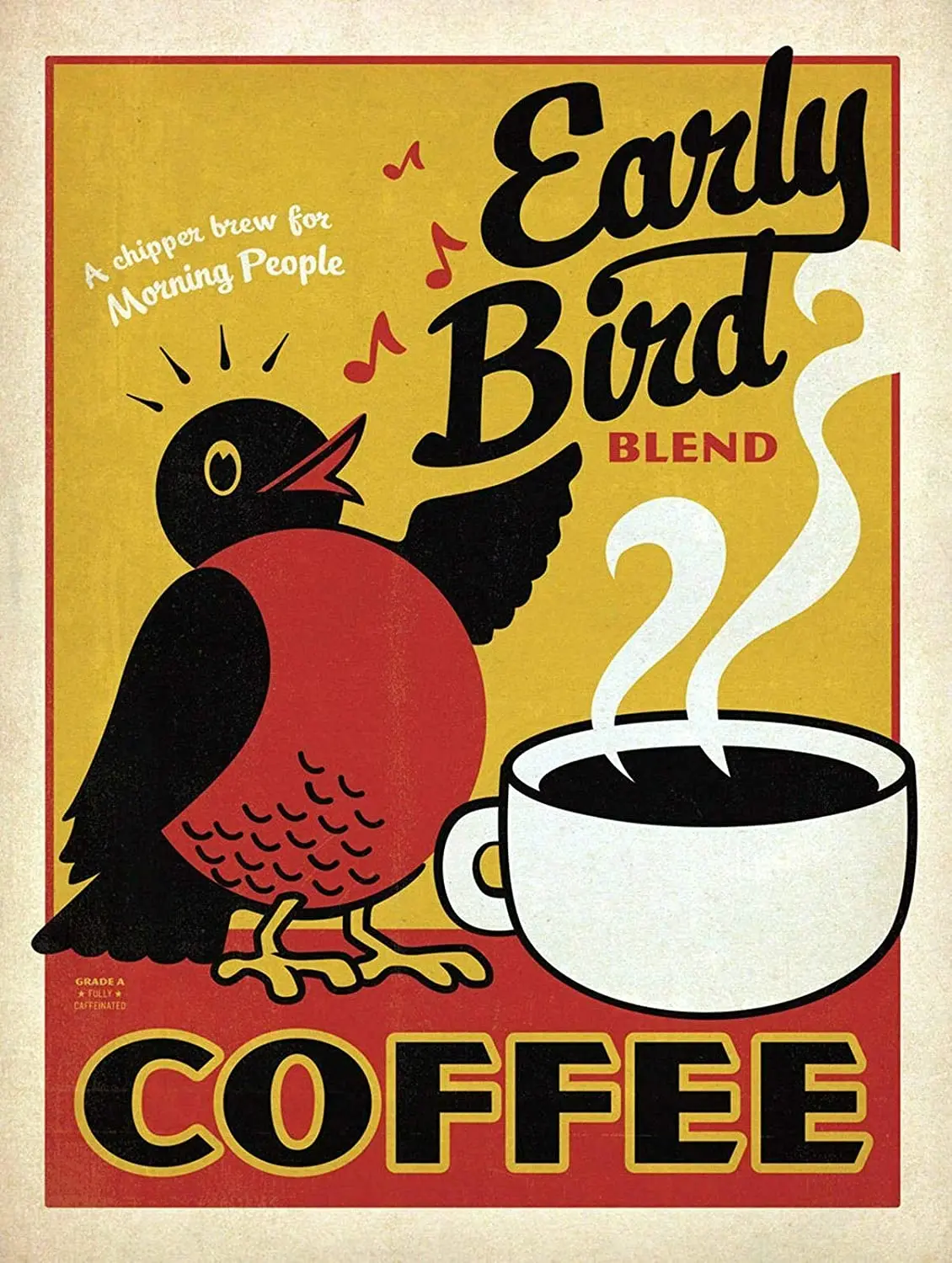 

Early Bird Blend Coffee, Retro Metal Plaque/Sign, Pub, Bar, Man Cave, Retro Wall Home Bar Pub Vintage Cafe Decor, 8x12 Inch