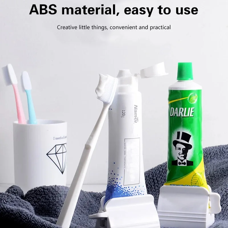 

Rolling Toothpaste Device Tube Dispenser Holder Multifunctional Plastic Facial Cleanser Squeezer Press for Bathroom Accessories