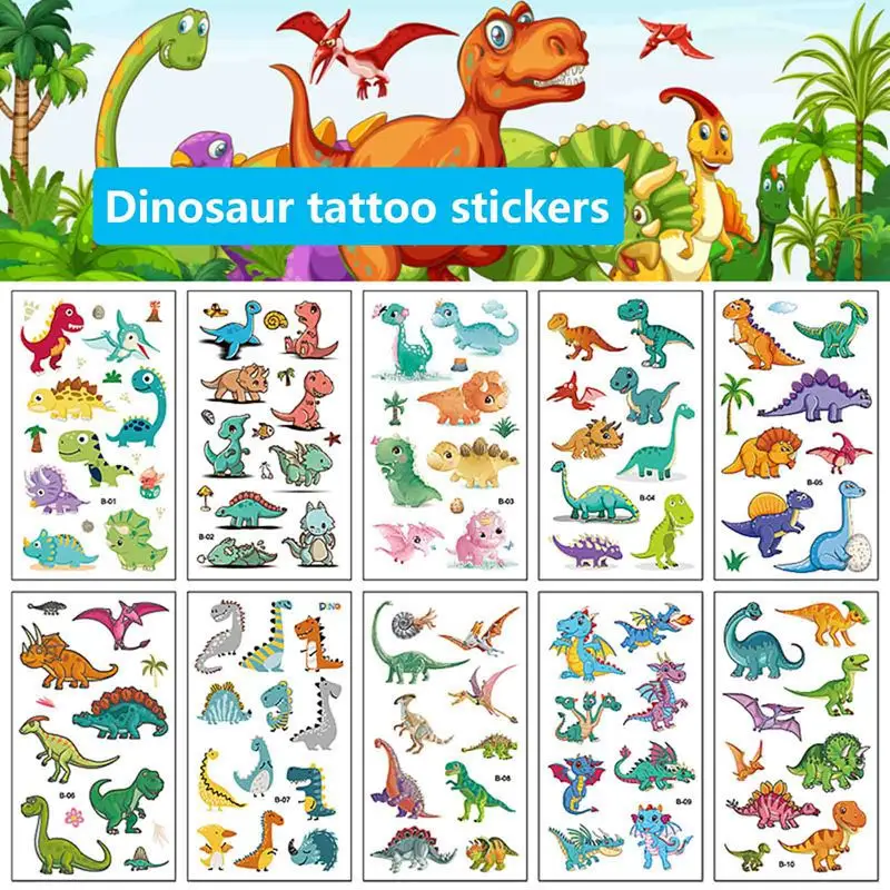 

10pcs Dinosaur Tyrannosaurus Temporary Tatoo Sticker Waterproof Fake Tattoo Tattoos Hand Foot Tatouage For Kids Children Boy