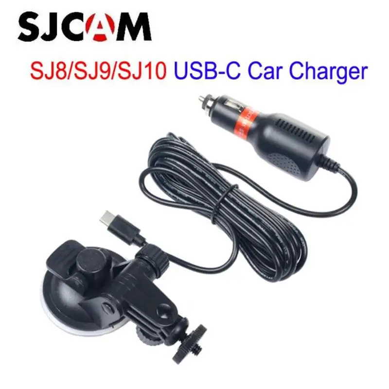 SJCAM SJ8 SJ10 Pro Original Car Charger Mount Suction Cup Bracket Body Type C Cable for Sjcam Sj9 Action Camera  Car Accessories