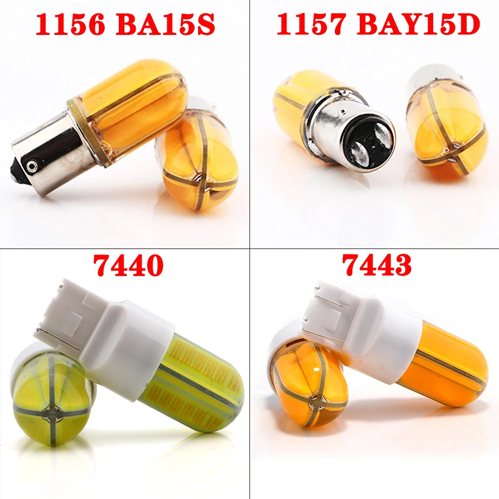 2 шт. AC/DC 12V COB 48 SMD кремнезема белый янтарь S25 1156 BA15S 1157 BAY15D 960Lm светодиодные лампы