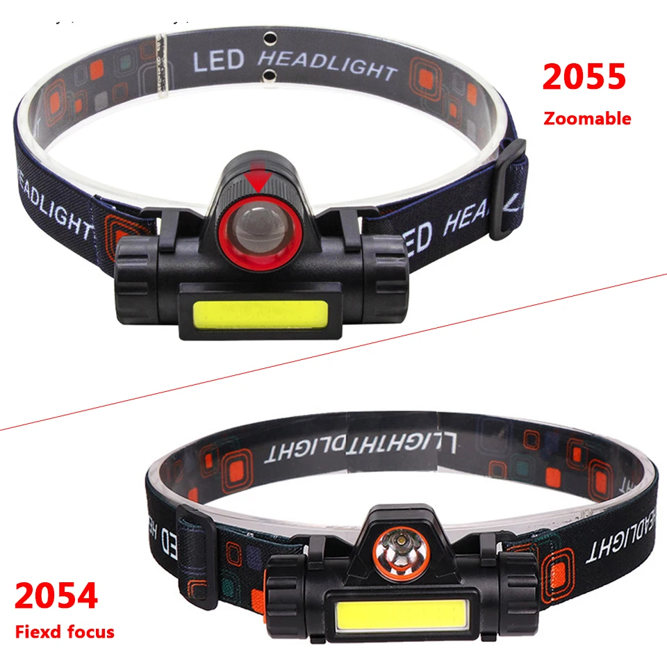 XP-G Q5+COB Zoomable Led Headlamp Head Flashlight Lamp Headlight Built in Rechargeable 18650 Battery Working Portable Light | Лампы и