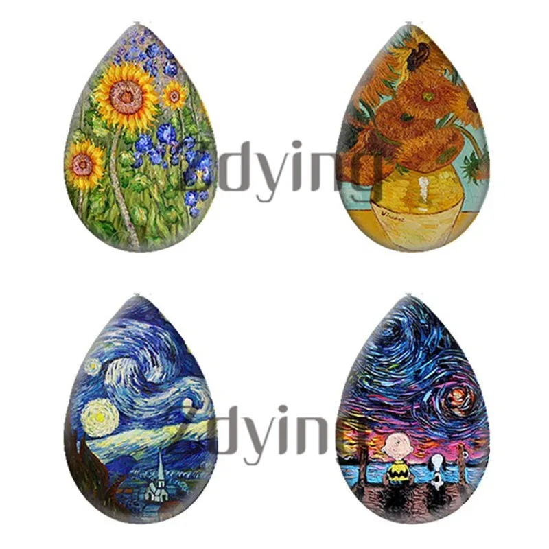Zdying 10 шт. картины Ван Гога Подсолнух звездное небо капли воды кабошон с фото