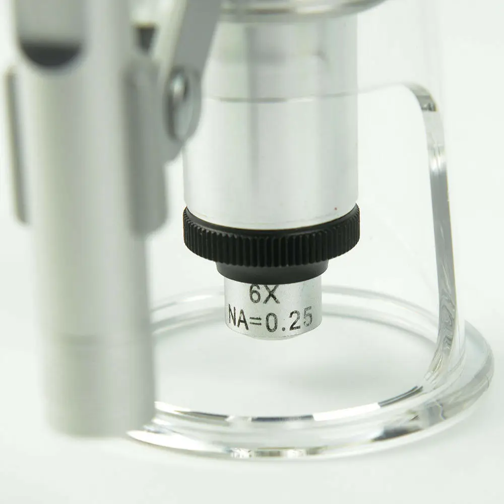 60X карманный микроскоп со светодиодной фокусировкой и сеткой регулируемая лупа