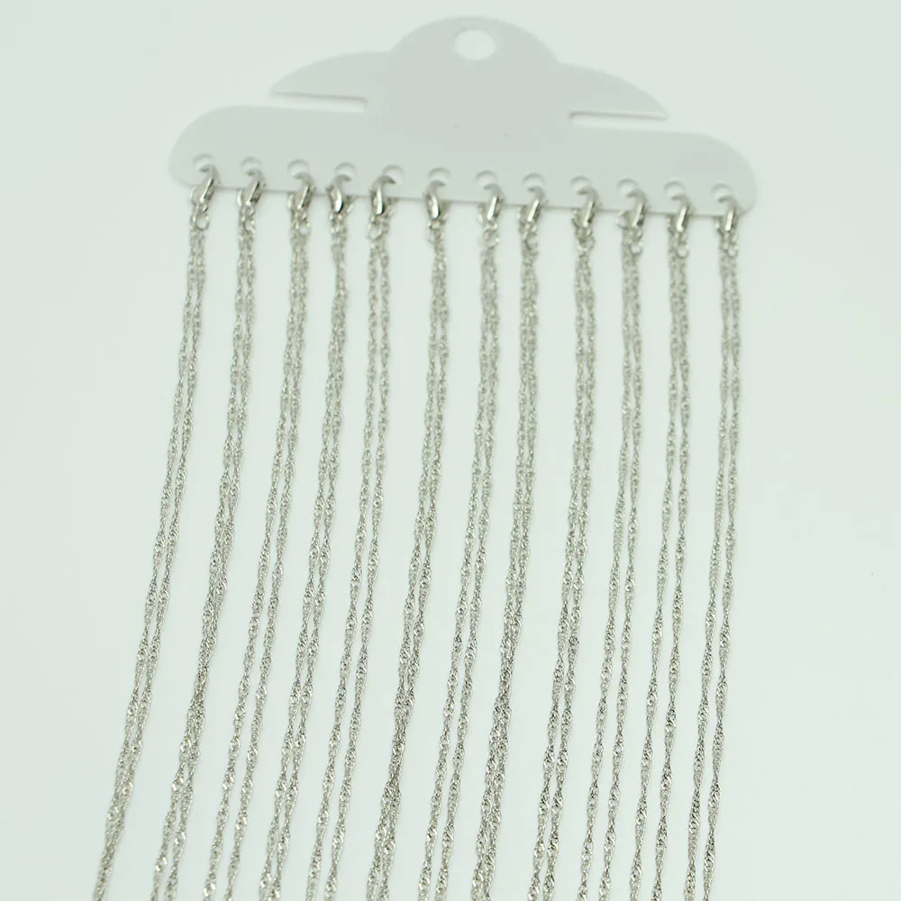 

12Pcs/Pack 42cm Rhodium Gold Water Wave Long Necklace With Lobster Clasp Chains For DIY Jewelry Making Materials Accessories