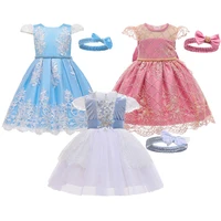 girls dresses headband 2pcs baby 1st birthday party ball gown dress girl princess costumes for 1 5 years clothes girl dresses