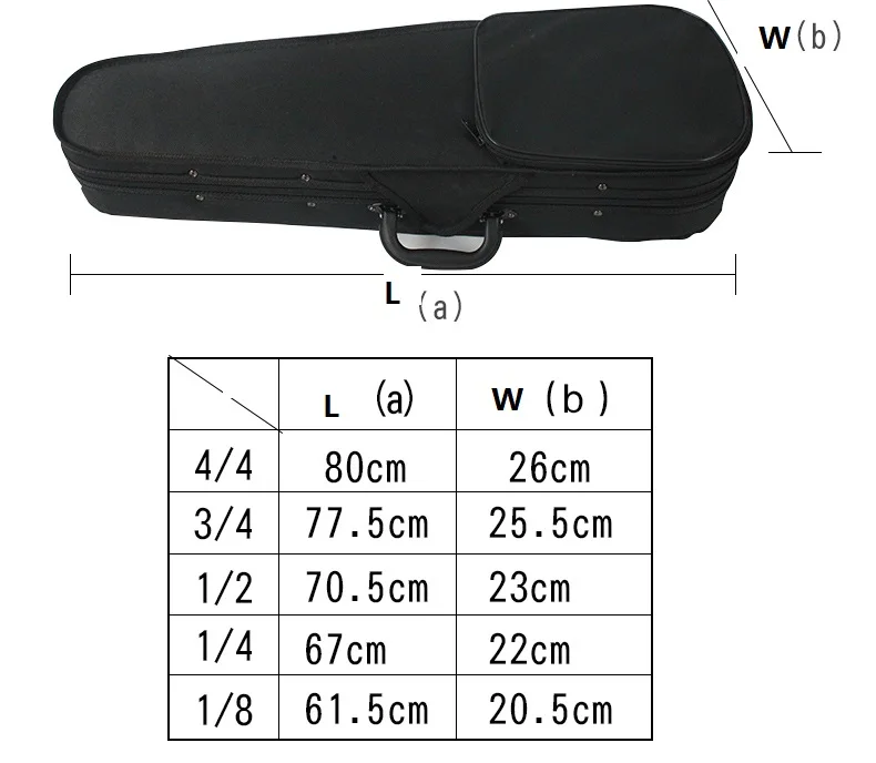 

Black Violin Case 4/4 Violin Box Hard canvas case Strong Light