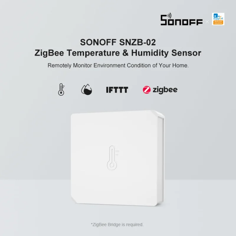 Датчик температуры и влажности SONOFF SNZB-02 ZigBee умный дом eWeLink приложение для