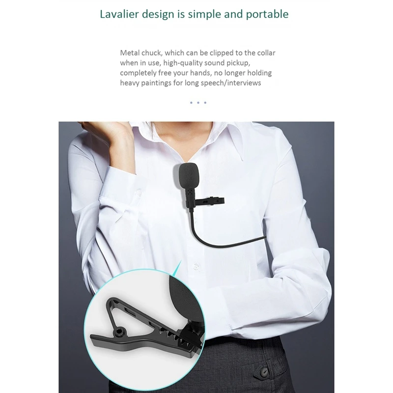 

3.5mm Mini Portable Microphone Condenser Clip-on Lapel Lavalier Mic Wired Microfon for Phone for Laptop