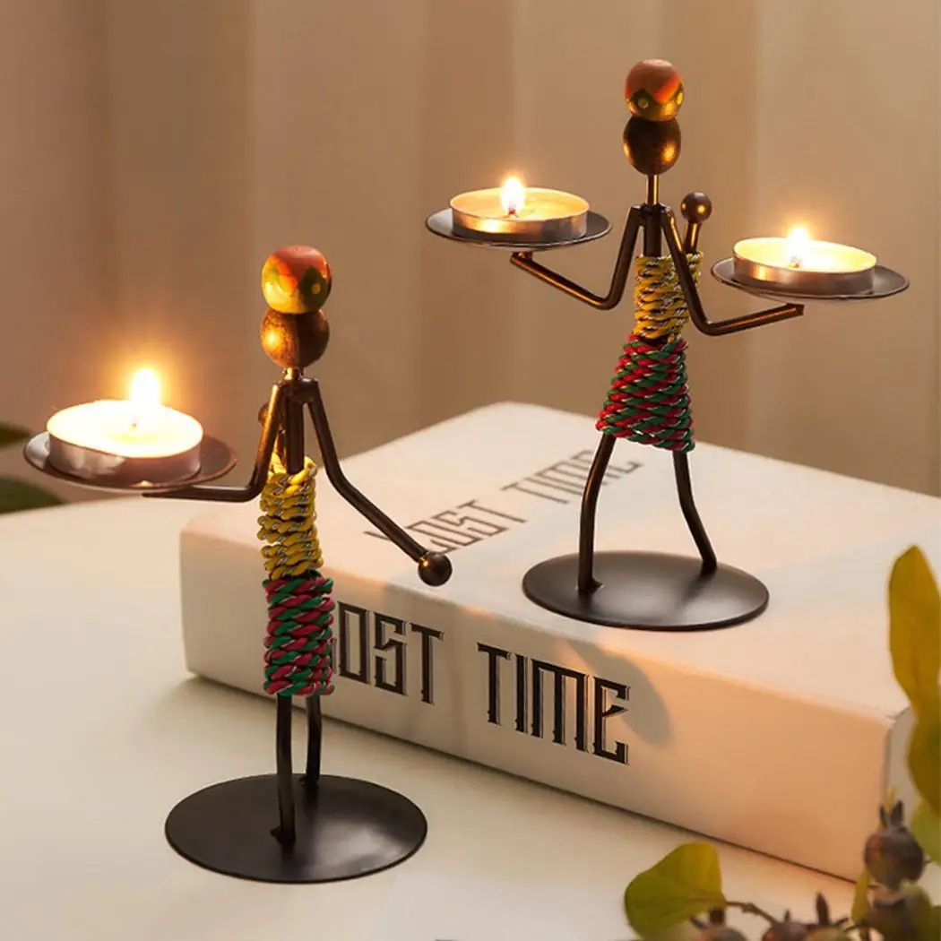 Ретро американский Железный человек креативный Настольный подсвечник для дома 5