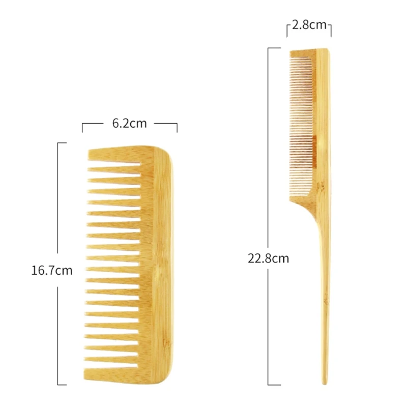 

4pcs Bamboo Anti-Static Comb Detangling Hair Brush Scalp Massage Combs Hairdressing Styling Tools for Salon Home Use