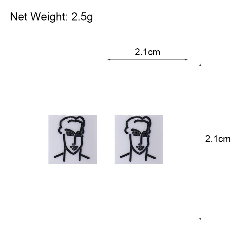 

Lifefontier Simple Acrylic Earrings White Square Portrait Of Men & Women Sketch Line Earrings for Women Korean Statement Jewelry