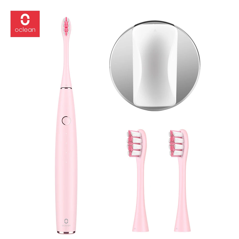pink set Oclean одна электрическая зубная щетка набор с 4 щеточными головками настенный держатель приложение управление водонепроницаемый Быстрая зарядка зубная щетка - Цвет: pink set