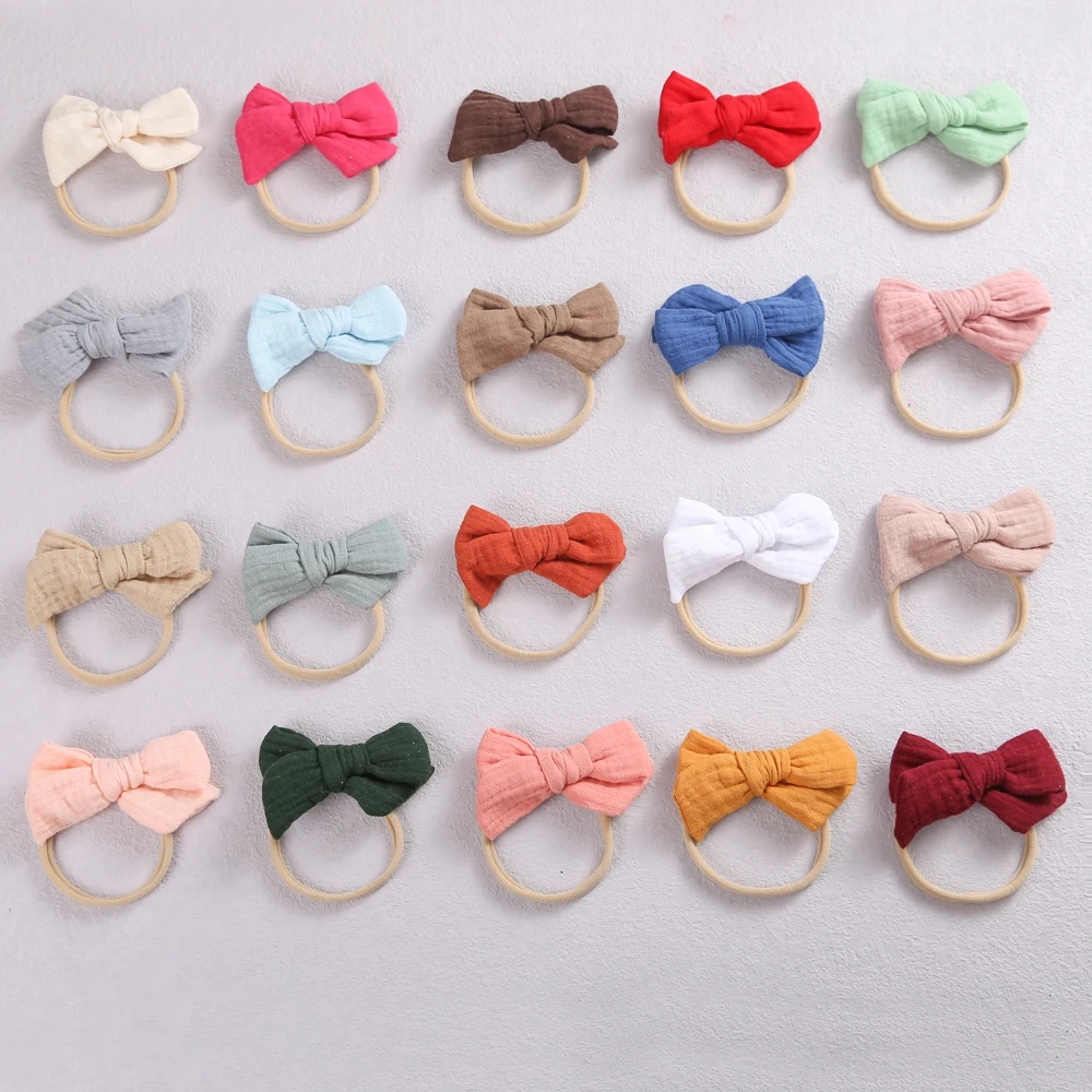 

Baby Girls Elastic Bow Headband Cotton Hair Bows Knot Nylon Hair Bands Newborn Toddler Kids Headwear Children Hair Accessories