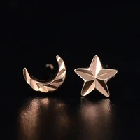 sa silverage 0 65g fashion small earrings joker 2021 love fine jewelry stars moon earrings 18k rose gold earrings