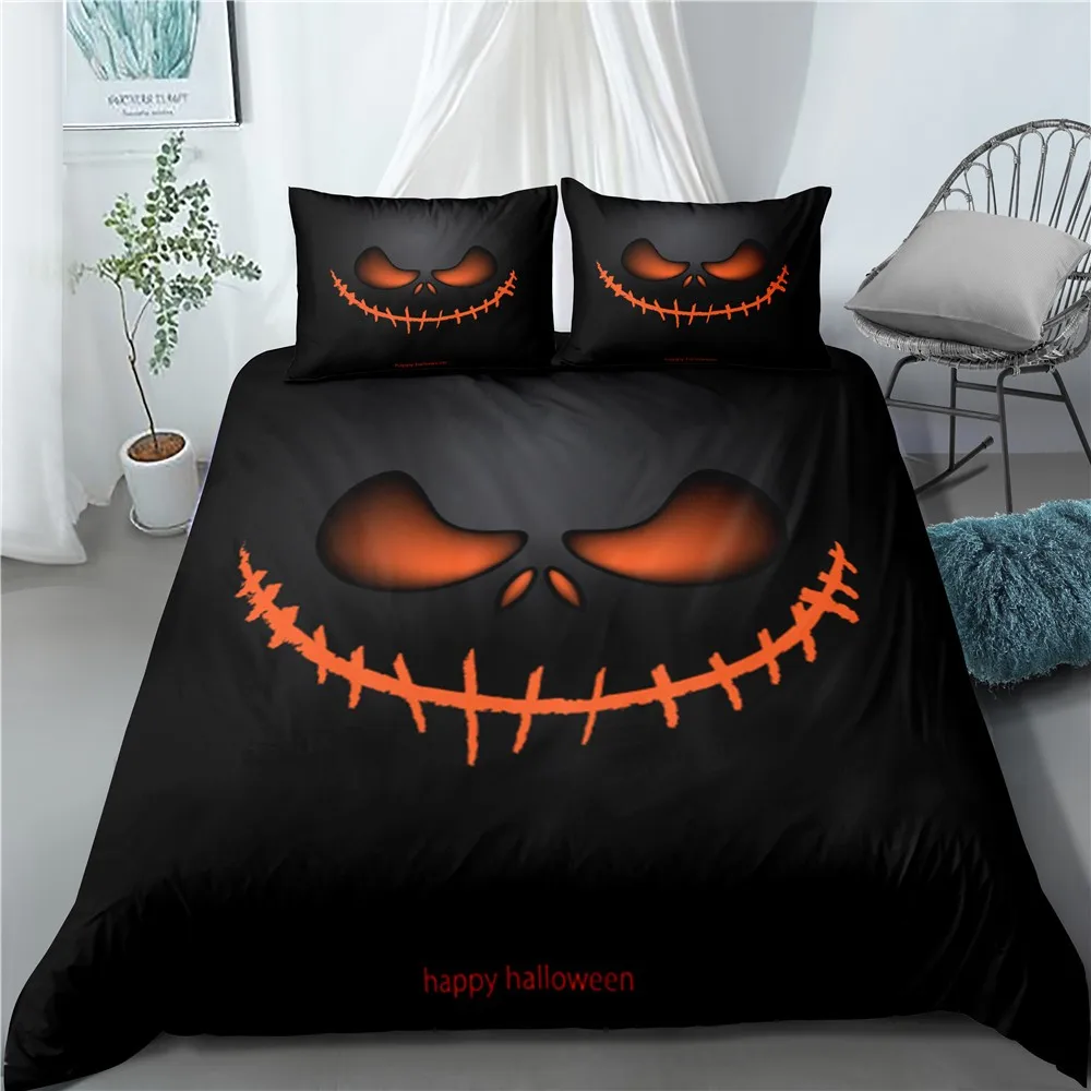 

2/3 Pieces Festival Happy Holiday Bedding Set 3D Print Skull Duvet Cover For Bedroom Halloween Bed Cover Set Home Colorful Decor
