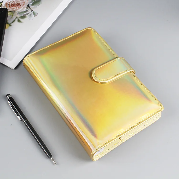 

A6 Pu Leather Notebook Binder Cover 12pcs Binder Pockets 6-ring Binder Loose Leaf Zipper Bags 30pcs Self-adhesive Label Sticker