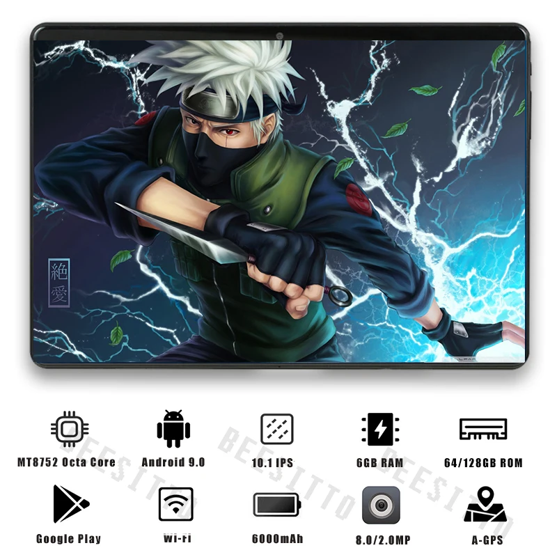 6+ 128 ГБ, 10 дюймовый планшетный ПК, Android 9,0, две sim-карты, 3G, 4G, LTE, 6 ГБ ОЗУ, 128 Гб ПЗУ, 2.5D стекло, 10 дюймов, 1280x800, дисплей Full HD