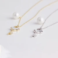 sterling silver real 925 necklaces women chains vintage jewelry zircon pendants undefined fashion luxury key pearl shell double