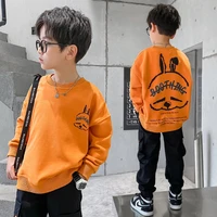 toddler baby cartoon rabbit sweatshirts autumn children pullover long sleeve tops orangeblack korean kids clothes 8 to 12 years