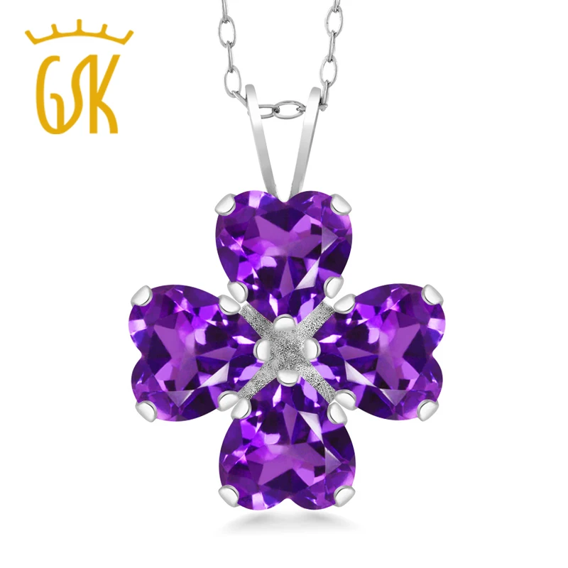 2 60 карат в форме сердца Фиолетовый аметист 925 пробы серебряный кулон | Украшения и