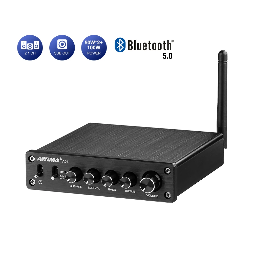 

AIYIMA TPA3116 5.0 Bluetooth 2.1 Channel Power Amplifier HIFI Sound Amplifiers Audio Subwoofer Amp Digital 50WÃ—2+100W