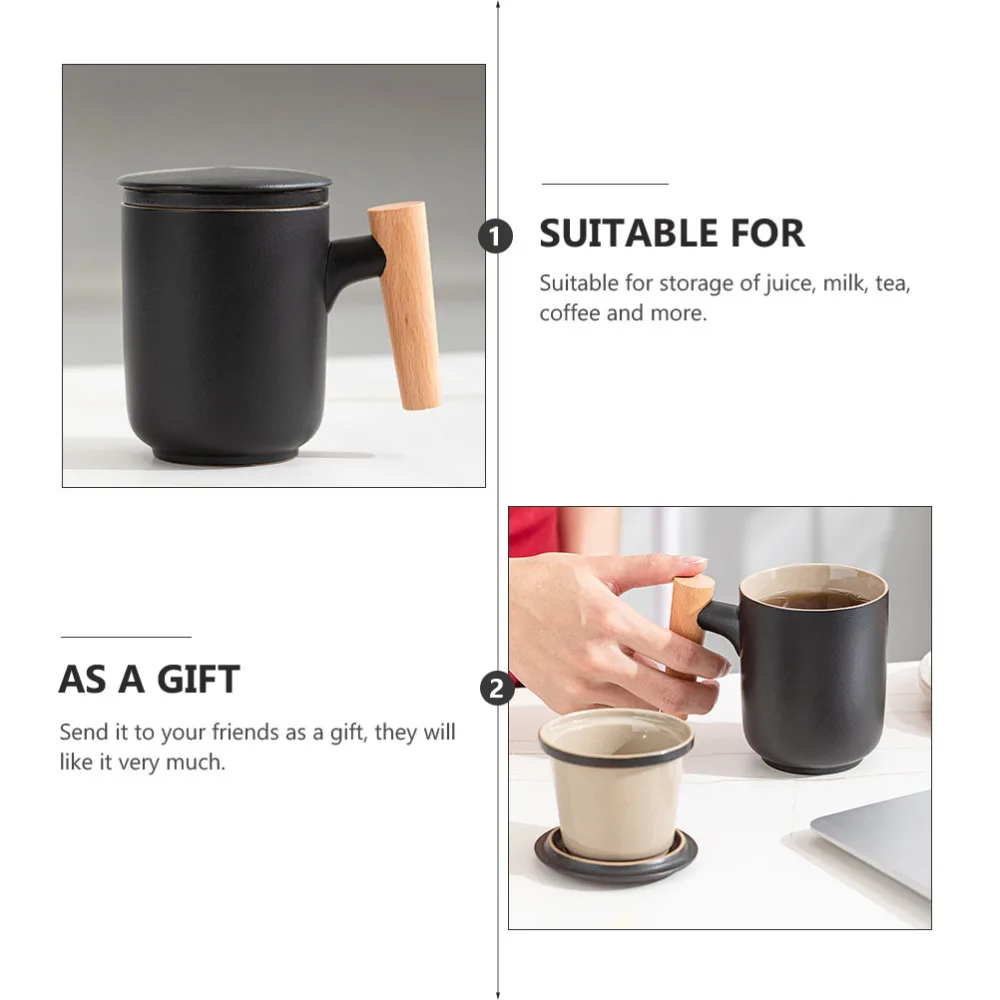 

1Set Wooden Handle Tea Infuser Delicate Tea Bottle Cup Water Separation Tea Cup