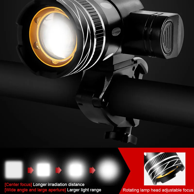 USB Charging Bicycle Light Zoom XML T6 LED Front 360 Degree Rotating MTB Headlight Waterproof Cycling Flashlight | Спорт и