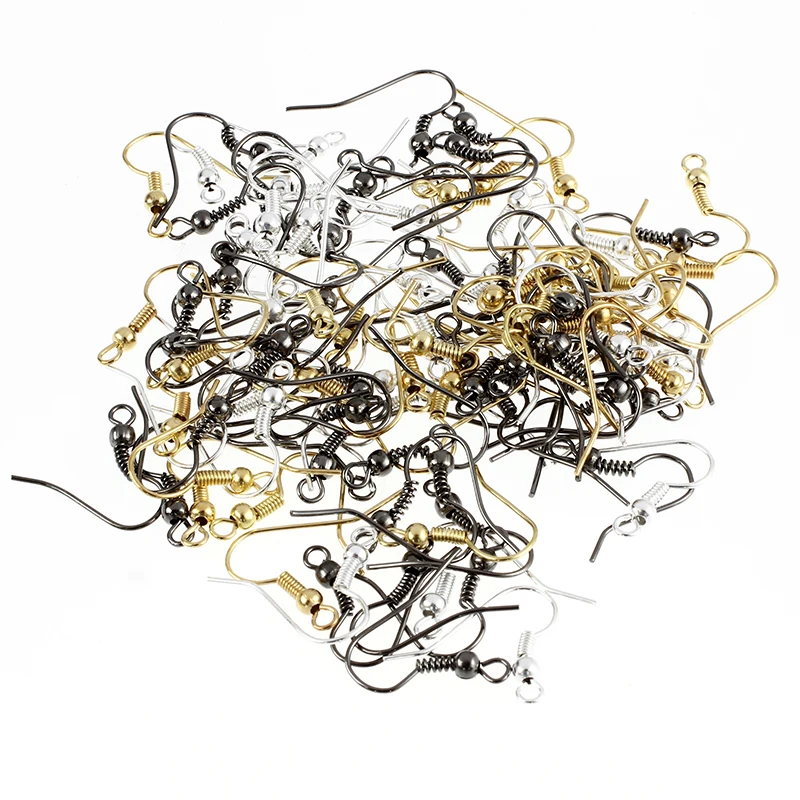 

100-Piece Mix Ear Wire Fish Hooks For Jewelry Making Silver Gold Black