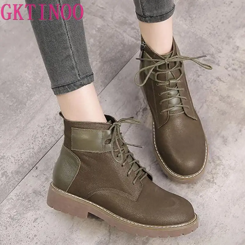 GKTINOO/женские теплые зимние ботинки Женские ботильоны из натуральной кожи на