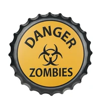 dingleiever danger zombies metal sign beer cap shape sign decorative bottle caps metal tin signs cafe beer bar decoration