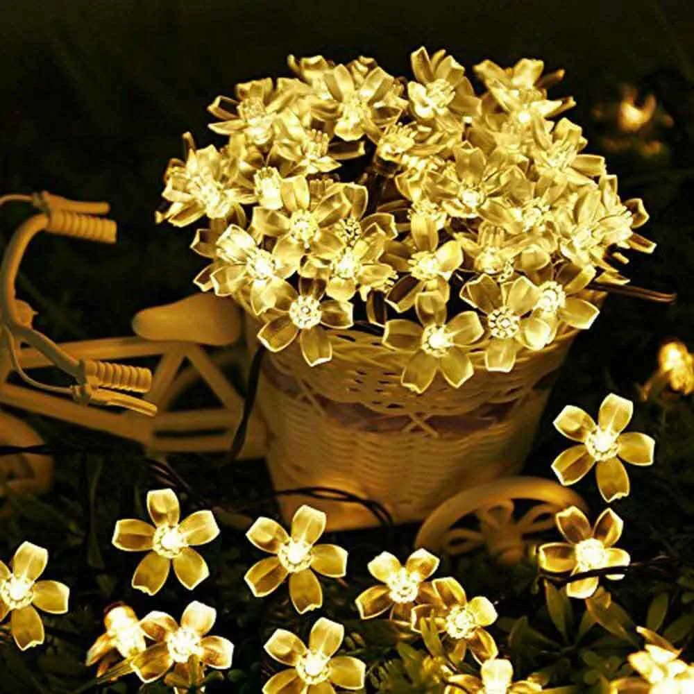 

Cherry Flower Solar LED String Lights Christmas Fairy Light Outdoor Waterproof Holiday Light Street Garland Party Tree Decoratio