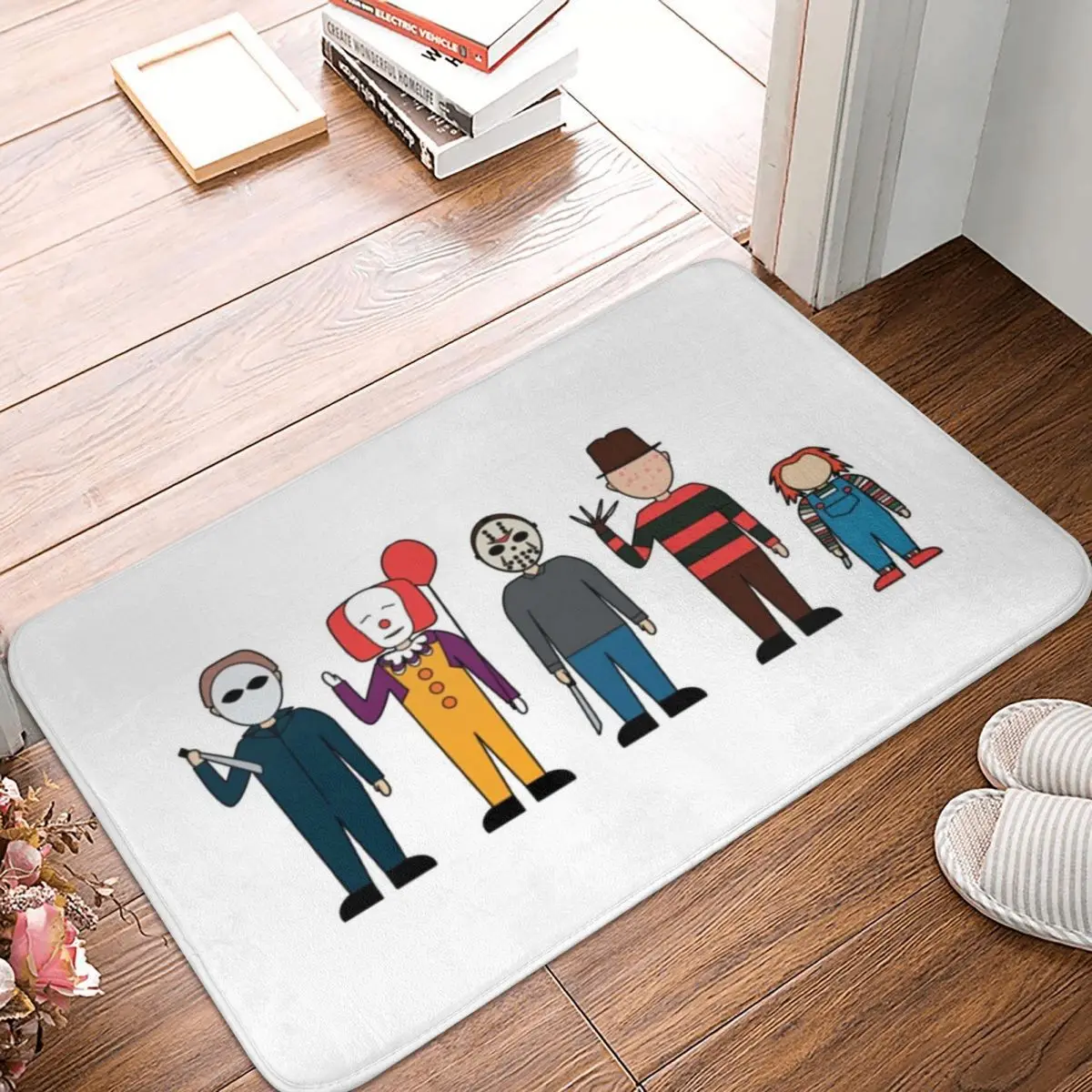 

Ретро-коврик из полиэстера с изображением фильма ужасов в простом стиле, коврик, коврик для ног, нескользящий коврик для входа в кухню, спаль...