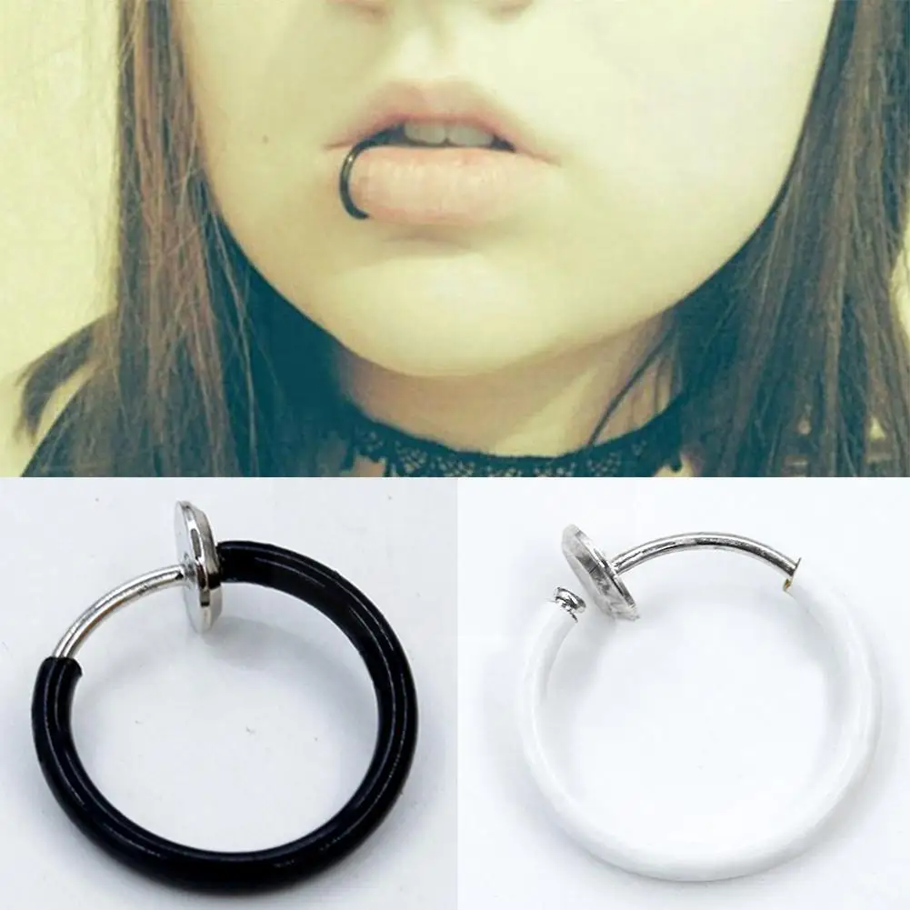 

1pc Punk Fake Clip On Spring Nose Septum Ring Earring Non Jewelry Girl Simple Round Small Stud Piercing Circle Women Unisex V6o3