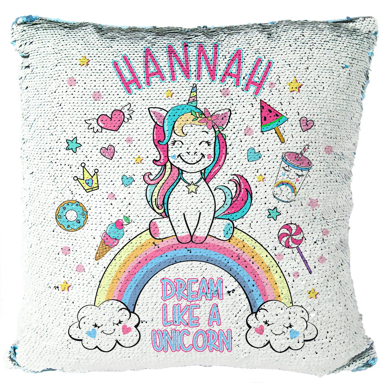Персонализированная подушка со стразами в виде единорога блестящая Подушка с