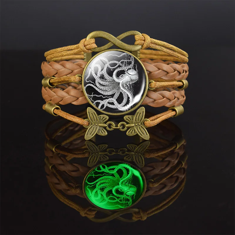 Браслет на запястье Esspoc с уникальным дизайном светящийся осьминог фото-стекло