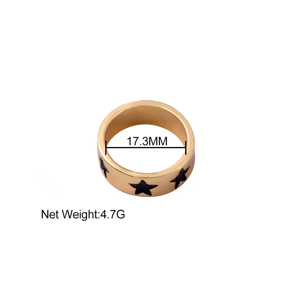 

2Pcs/Set Korean Enamel Star Flower Metal Rings Set For Women Girls Vintage Yin Yang Smile Face Golden Round Ring Fashion Jewelry