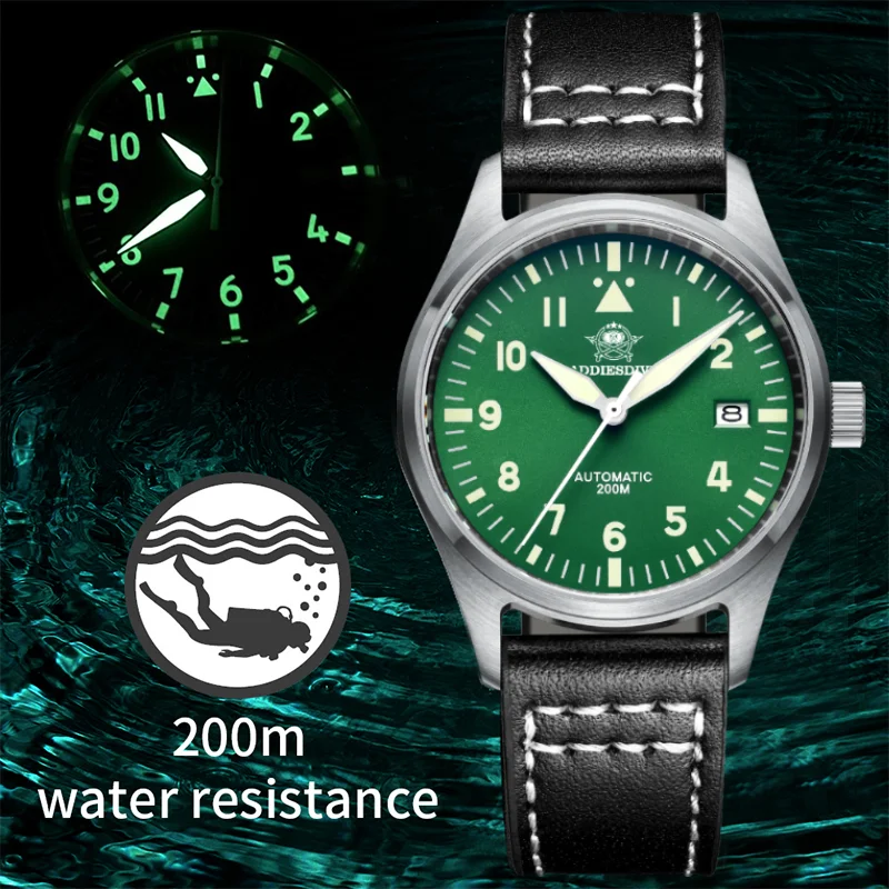 

Automatic Mechanical Men's watch Sapphire Crystal Stainless Steel NH35 Pilot watch1940 Leather Waterproof automatic watch men