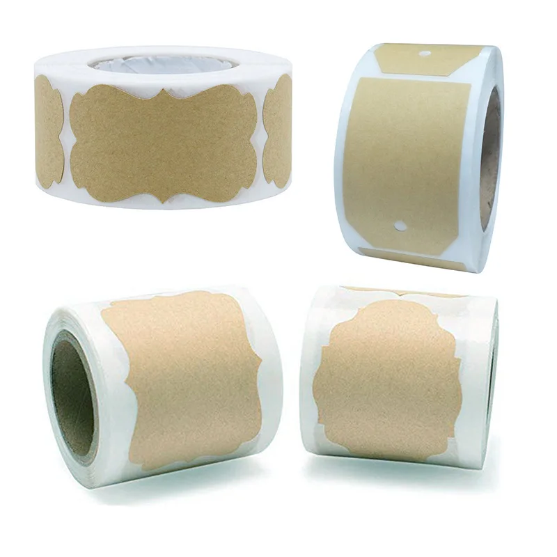 250pcs/roll DIY Blank Kraft Paper Handmade Baking Stickers Self-adhesive Seal Labels Wedding Christmas Gift Tags Decor for Jar