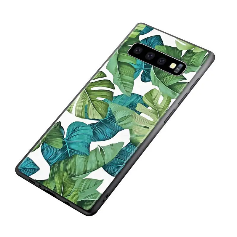 

Silicone Black Cover Colorful Green Leaf for Samsung Galaxy Note 10 Pro 9 8 Plus S10 5G S9 S8 S7 Plus S6 Phone case
