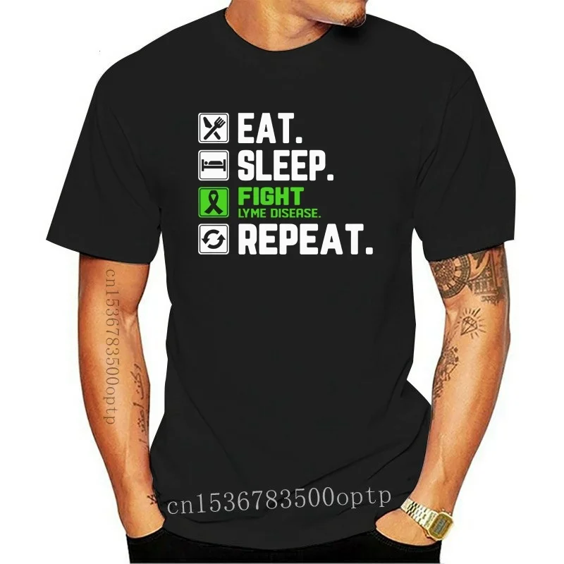 

Новая мужская футболка для борьбы с болезнями Лиме съедать и спать, футболка для женщин и мужчин