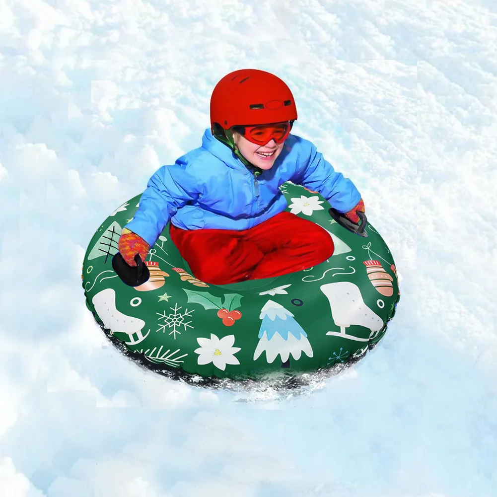 

47-Inch Inflatable Ski Lap Winter Toy Cold Resistant Pvc Outdoor Sports Toy Double Kids Ski Snow Tubes Floated Skiing Board Sled