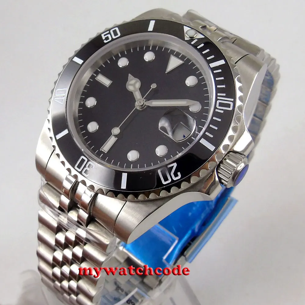 Топ бренд класса люкс 40 мм черный циферблат керамические сапфировое стекло Jubilee