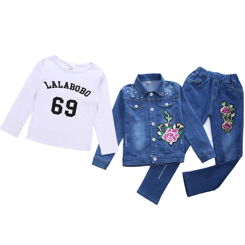 

Girls' autumn dress 2021 new foreign style denim suit