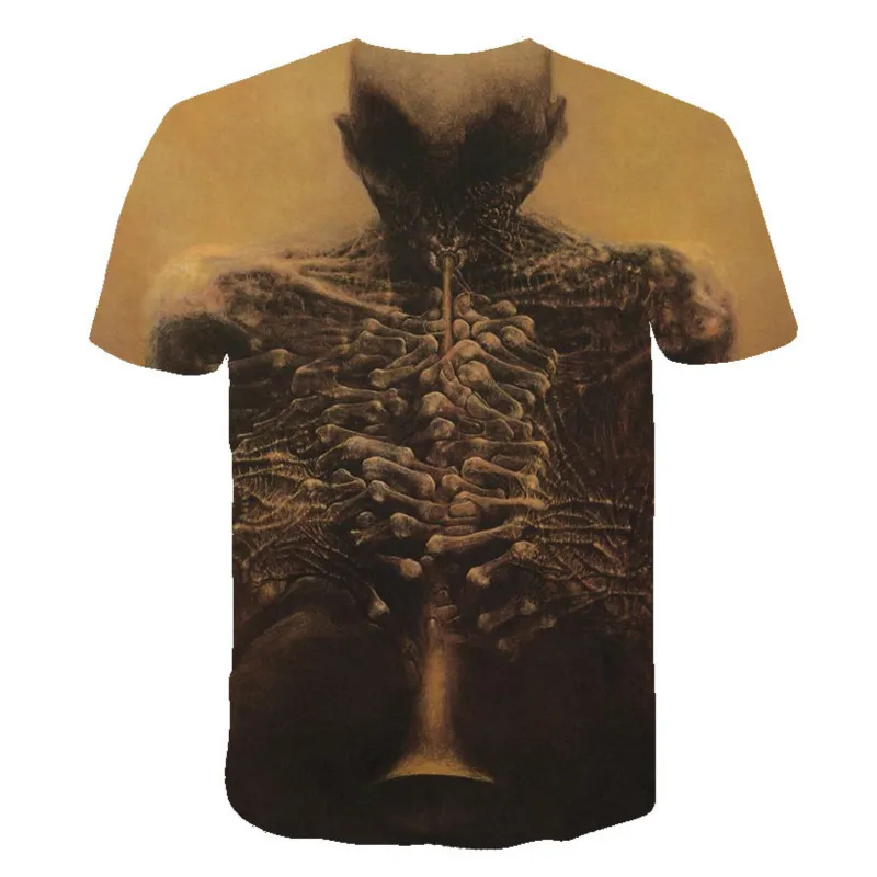 

Oversized t-shirt male punk skull t-shirt men's black psychedelic t-shirt 3D printing short sleeve t-shirt casual Harajuku 2020