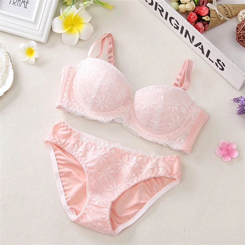 

Women Bra Hot Sale Luxury 1/2 Cup Brand Sexy Intimates Push Up Bra Set Underwear Floral Embroidery Lace Women Bra Panty Fashion