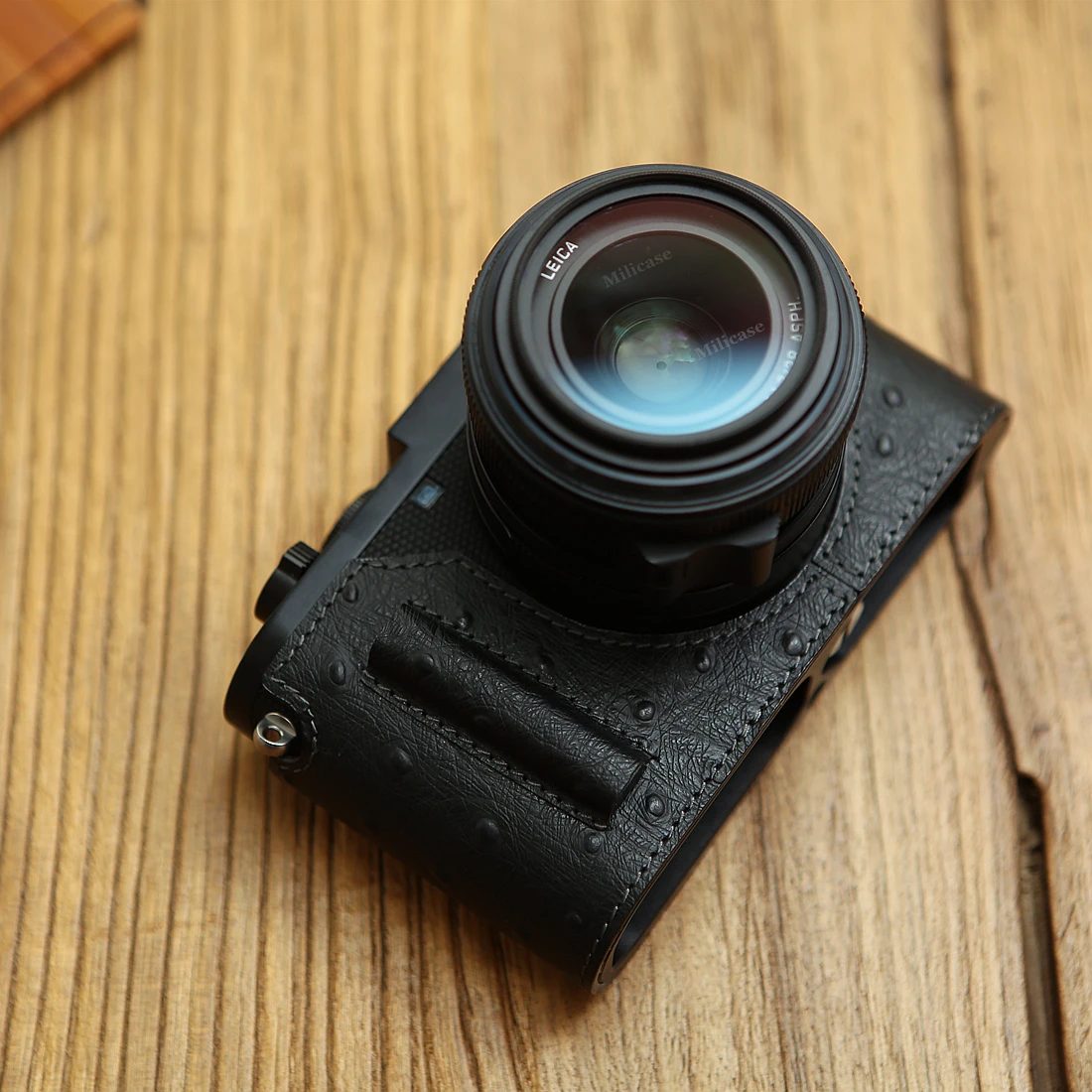 Black dot case AYdgcam ручной работы из натуральной кожи чехол для камеры видео половина сумка упор для большого пальца Hos обуви для Leica Q2 Ретро винтажный нижний чехол - Цвет: Black dot case
