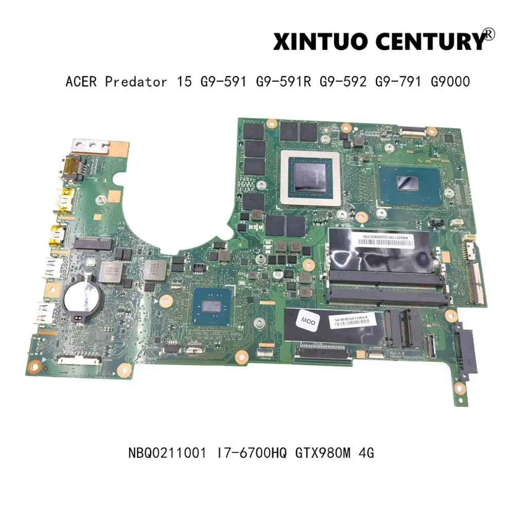 

NBQ0211001 For ACER Predator 15 G9-591 G9-591R G9-592 G9-791 G9000 Laptop Motherboard P5NCN/P7NCN W/ I7-6700HQ GTX980M 4G Tested