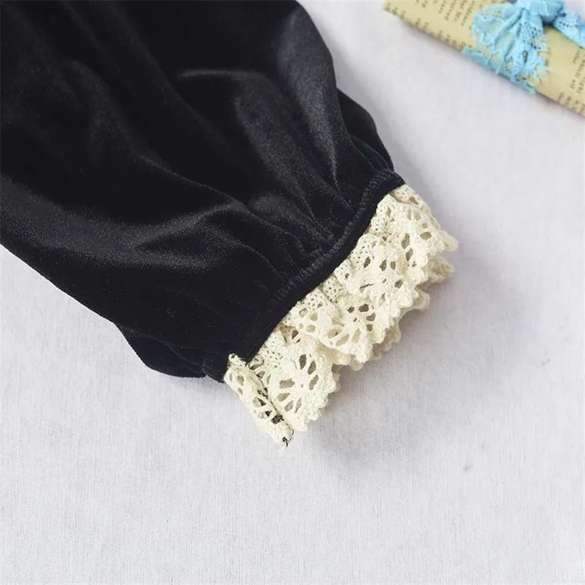 Женская винтажная бархатная футболка черная Элегантная укороченная Футболка во