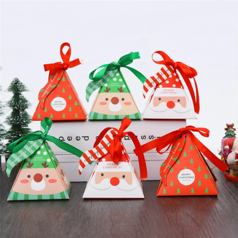 10 PCS/Set Red Green Merry Christmas Candy Box Tree Gift Paper Container Supplies | Дом и сад